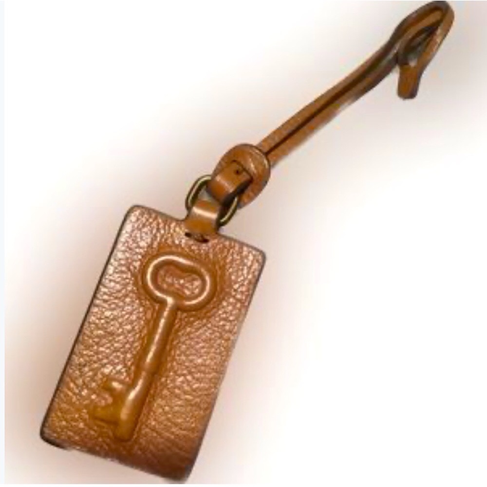 FOSSIL Leather with Inprint Key, Keychain, Key Fob, Bag Charm, Hang Tag